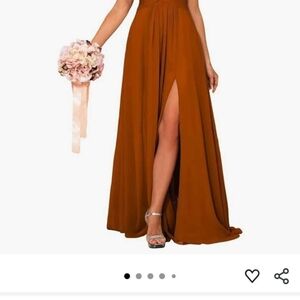Elegant Rust Wedding Dress with Slit